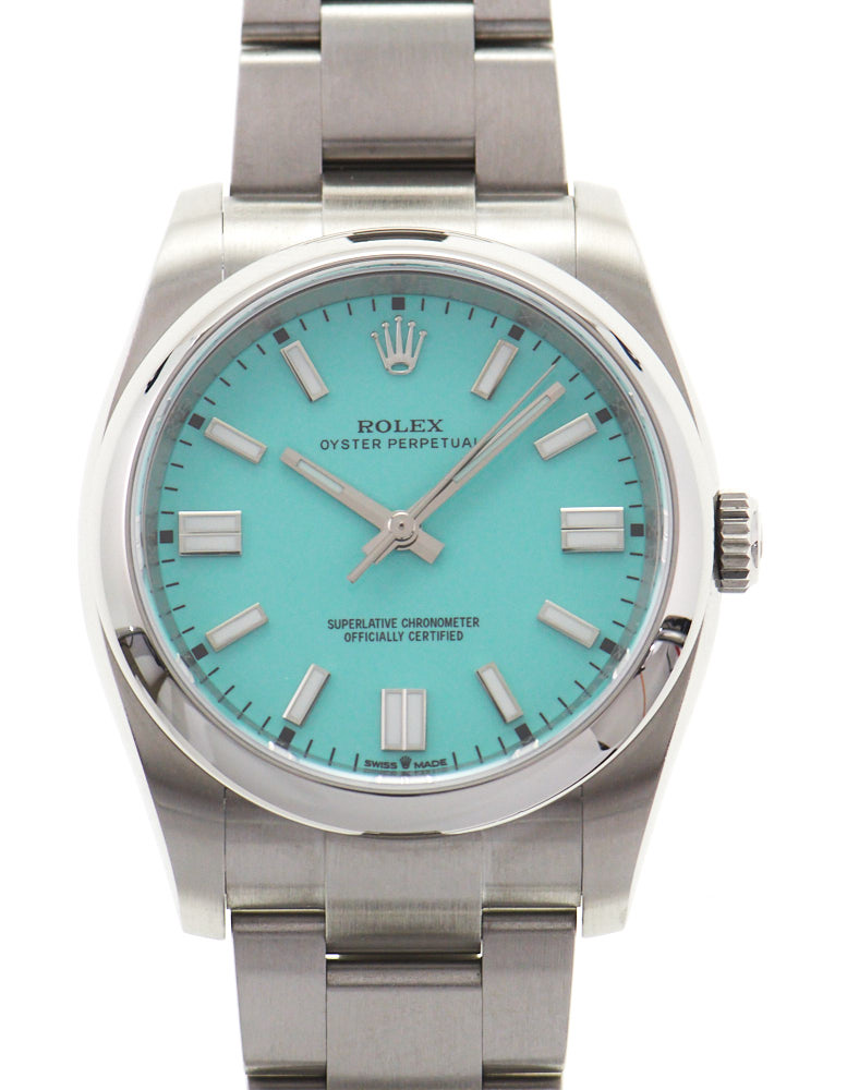 Rolex Oyster Perpetual 116000-Cutsom Turquoise-Tiffany Dial.