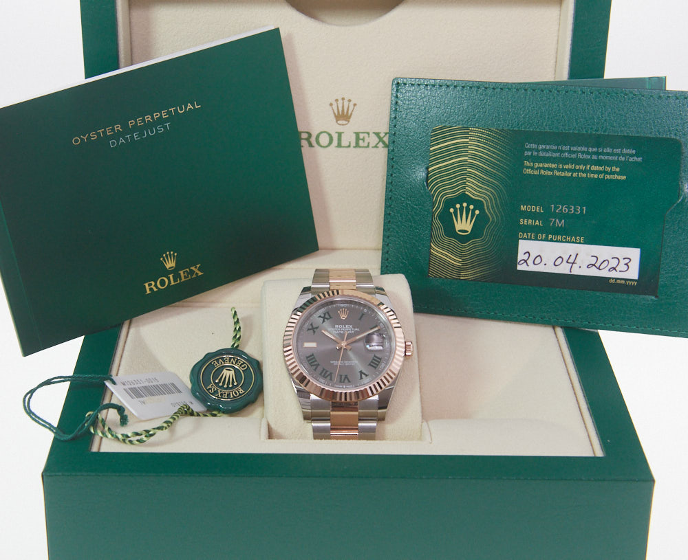 Rolex Datejust 126331-18k Rose Gold Wimbledon Watch 41mm NEW March 2023